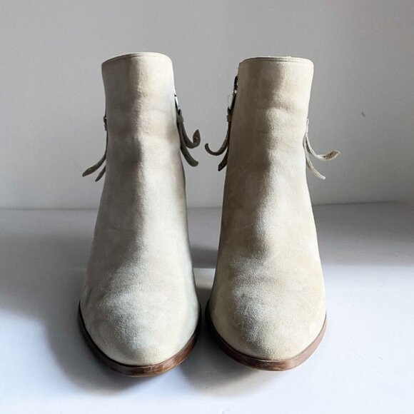 Lauren Ralph Lauren Bone Light Beige Suede Buttery Soft Double Zip Booties 9B - Picture 4 of 7